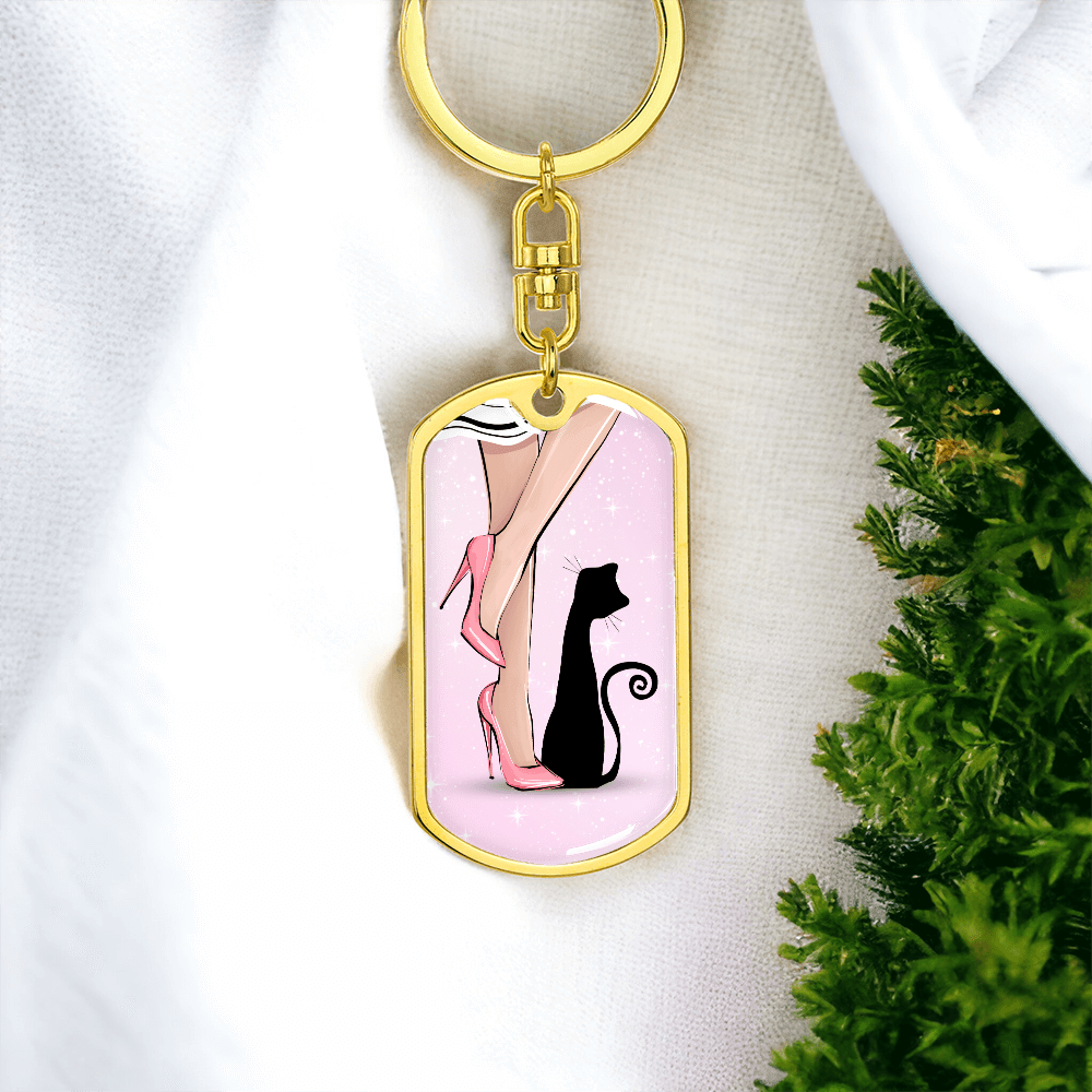 Pink Cat Lady Legs Keychain