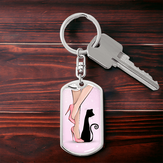Pink Cat Lady Legs Keychain