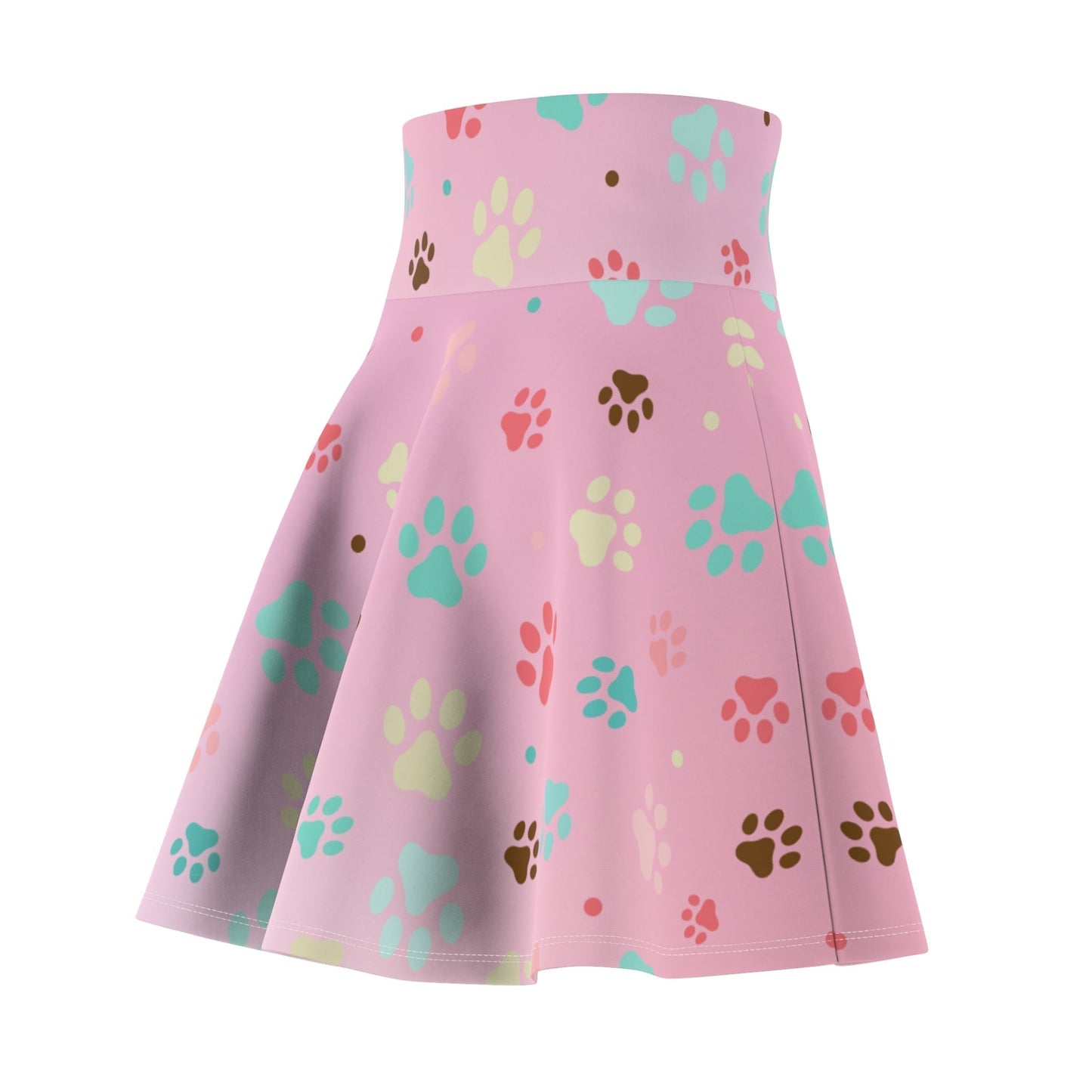 Pink Pet Paw Print Skater Skirt - Cute & Fun for Animal Lovers