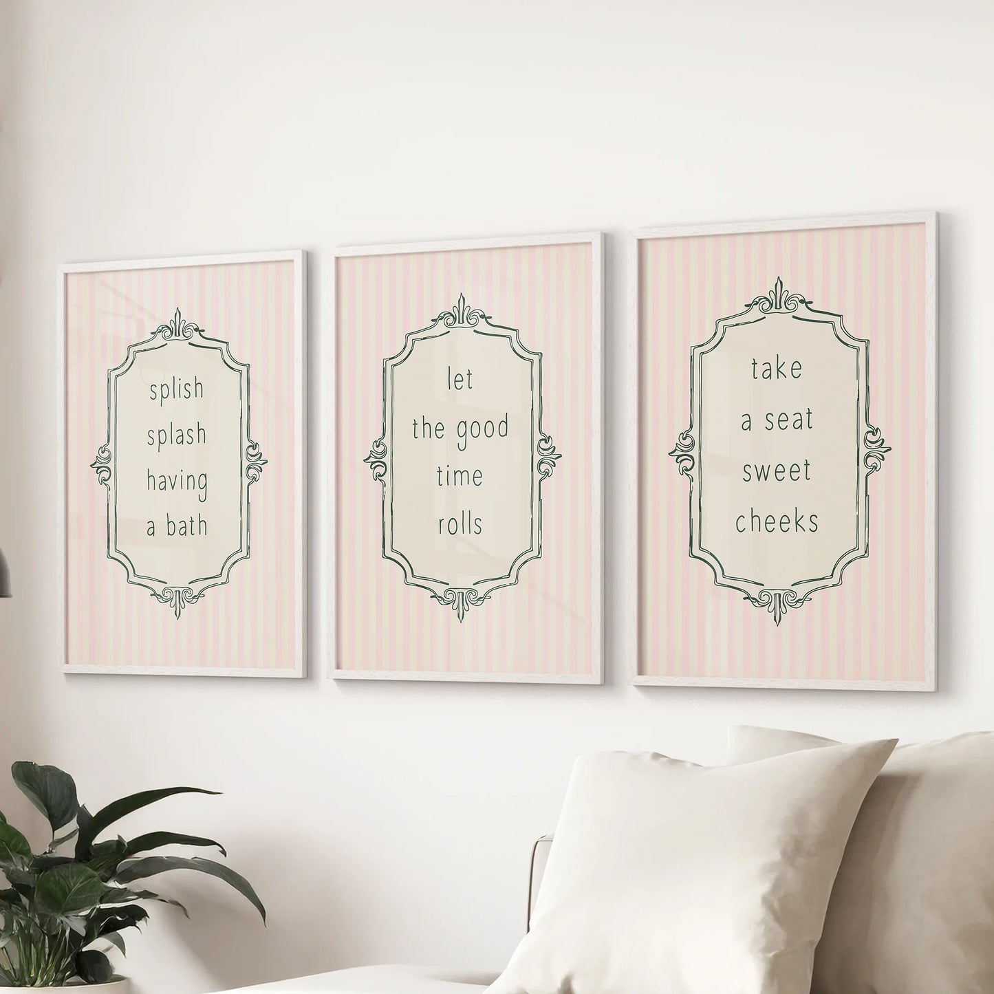 Funny Bathroom Art. Set of 3 Typography Quote Prints