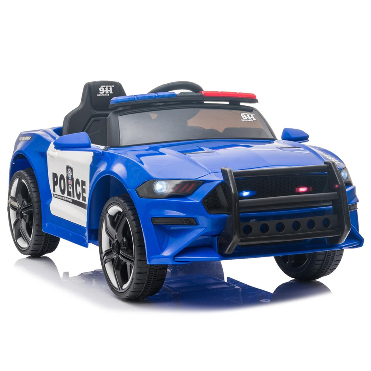 Police Ride On Car for Kids 3-7 Years with 3 Speeds and Remote Control - Blue