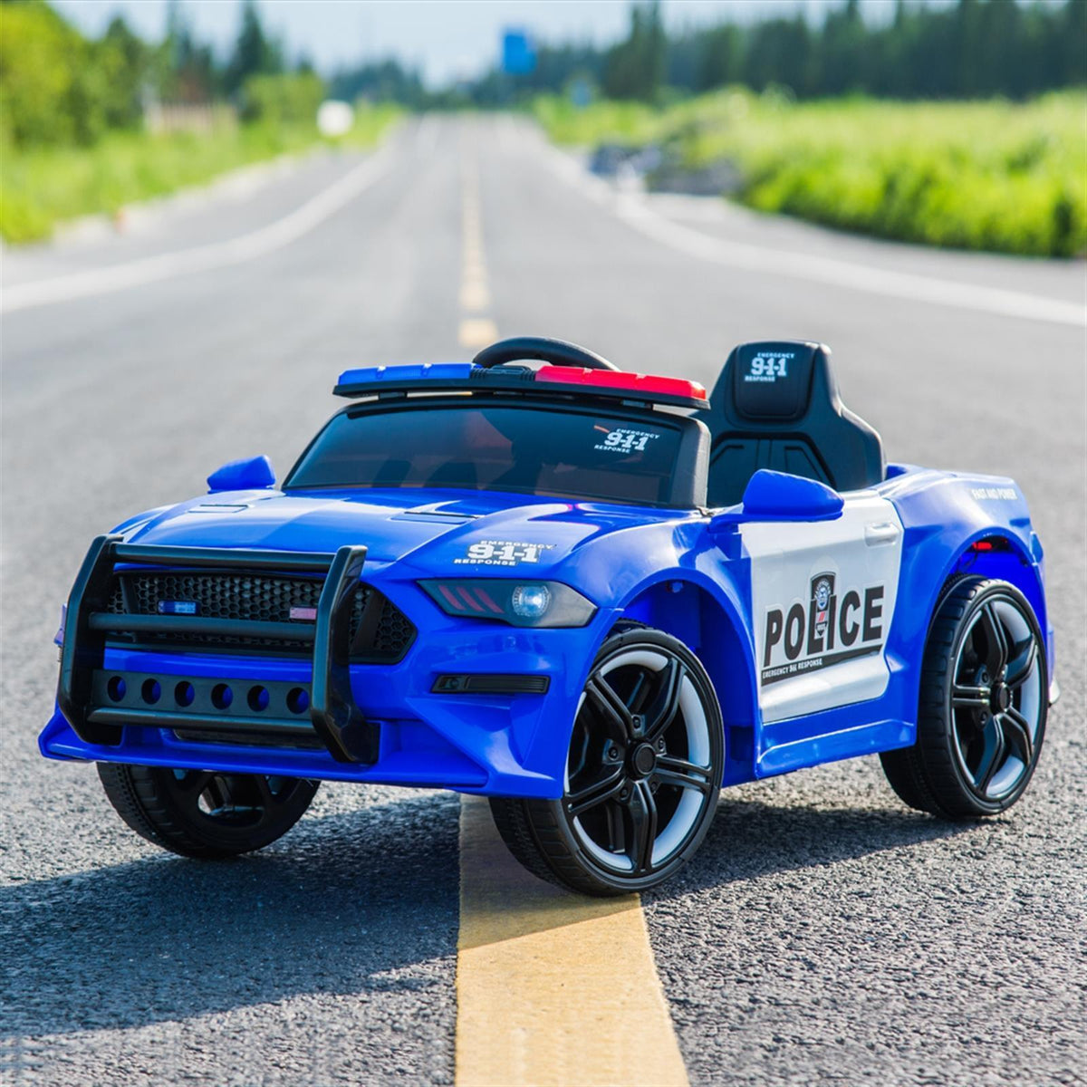 Police Ride On Car for Kids 3-7 Years with 3 Speeds and Remote Control - Blue