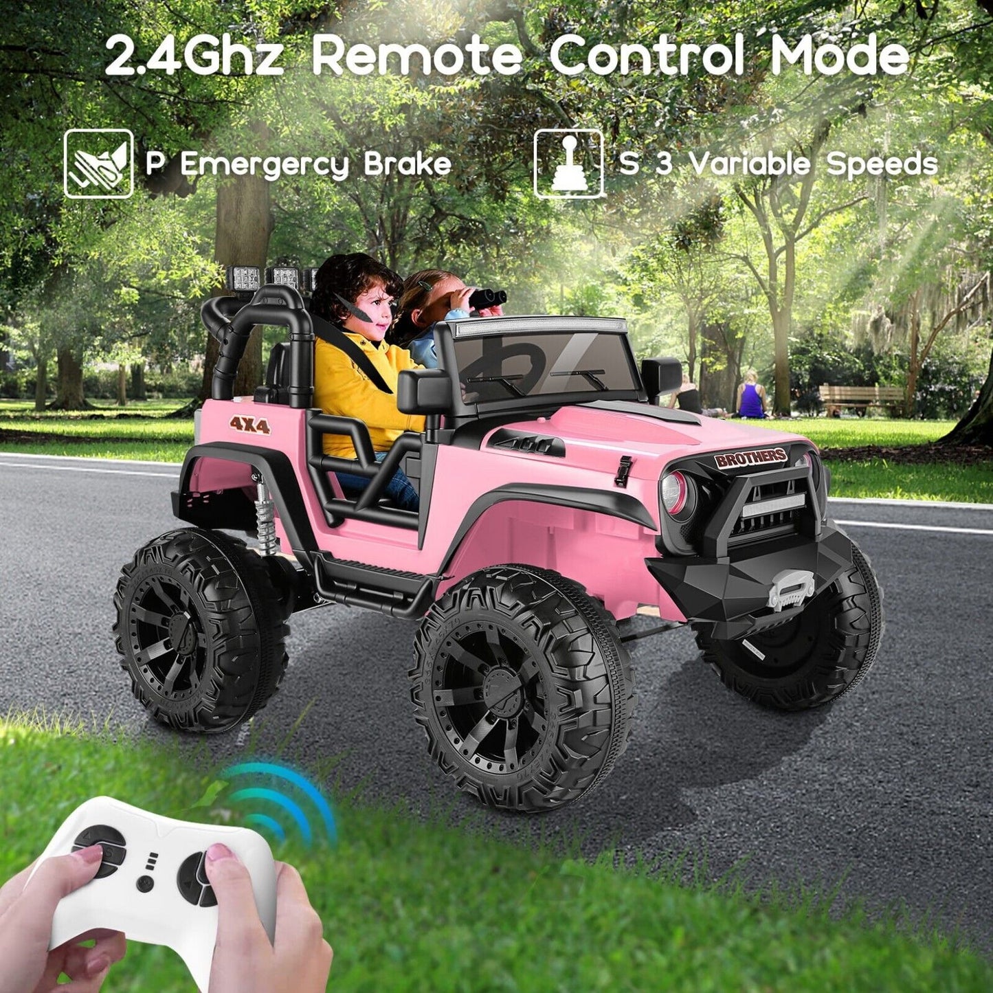 Premium 24V Kids Ride On Truck with Remote Control, Spring Suspension, and LED Lights