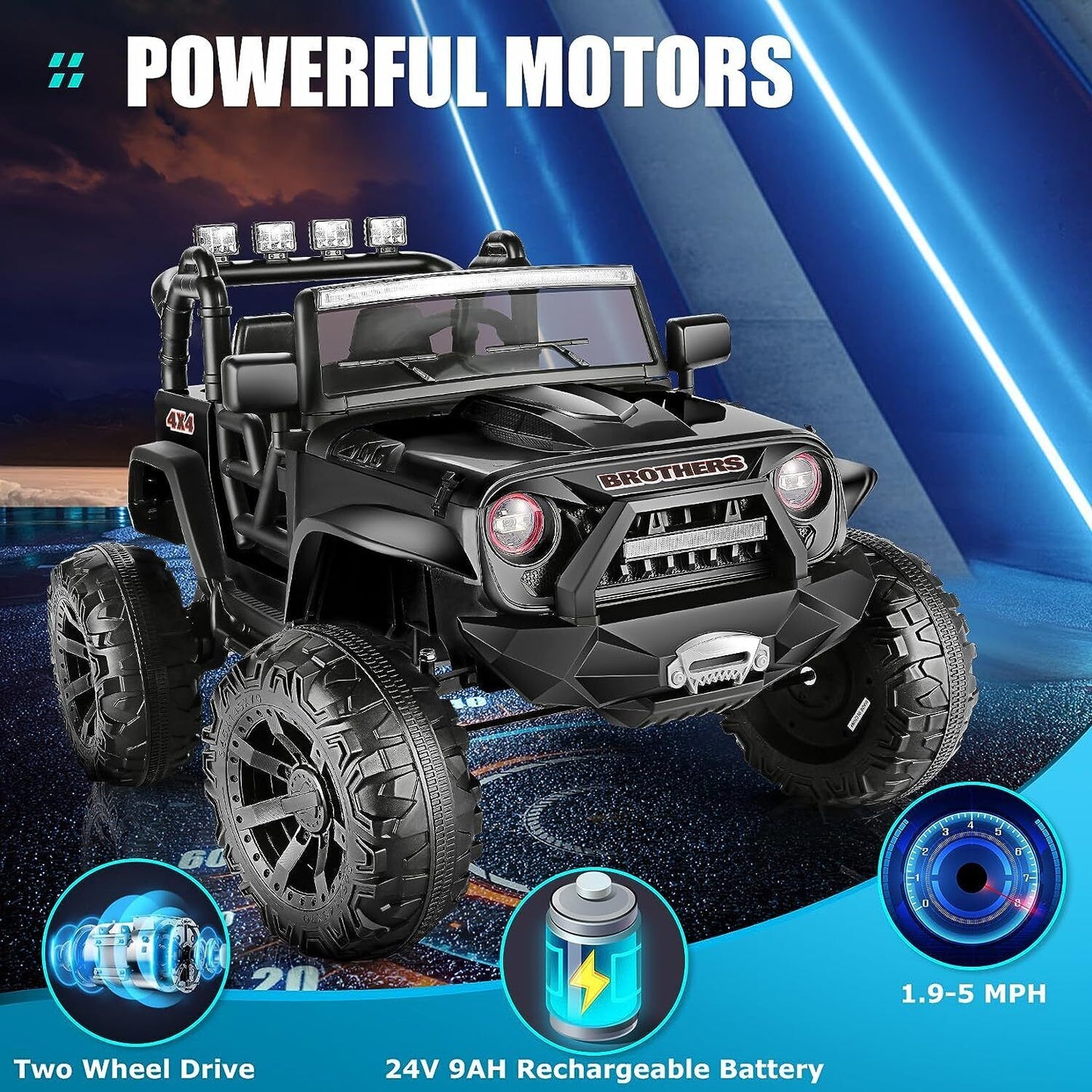 Electric 2-Seater Ride On Car for Kids with Remote Control - 24V 2x200W 2WD Toy Vehicle