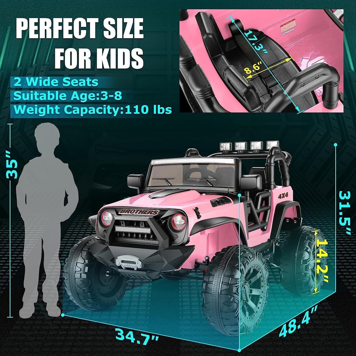 Electric 2-Seater Ride On Car for Kids with Remote Control - 24V 2x200W 2WD Toy Vehicle