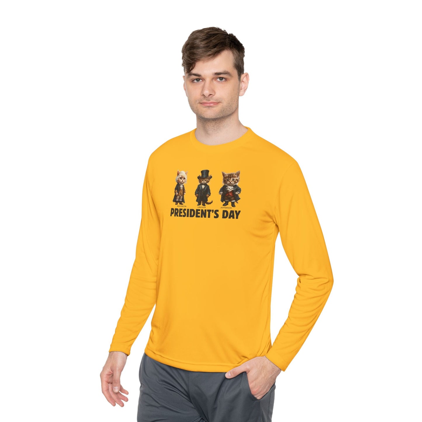Presidents Day Kittens Long-Sleeve Tee for Unisex Comfort