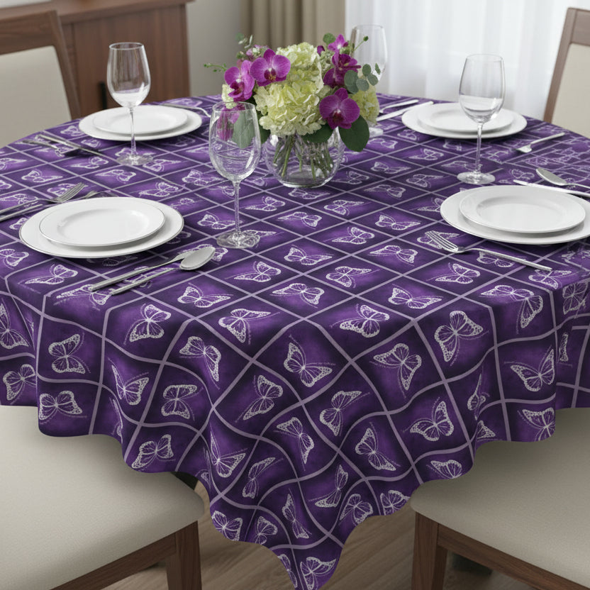 Purple Butterfly Design Purple Tablecloth