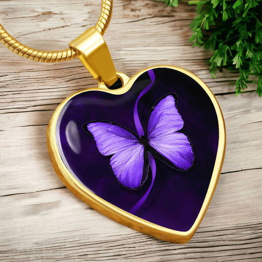 Purple Butterfly Seizure Awareness Necklace