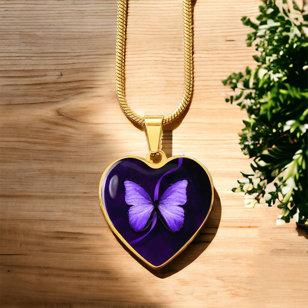 Purple Butterfly Seizure Awareness Necklace