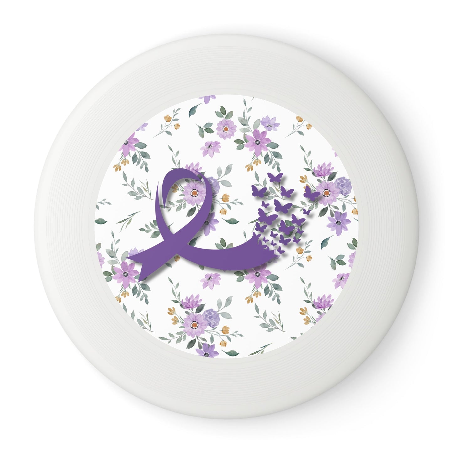 Purple Floral Ribbon Flying Disc | Outdoor Fun & Awareness