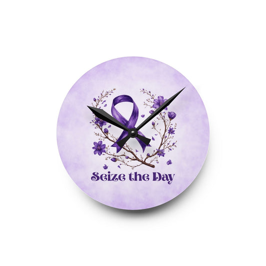 Purple Seize the Day Wall Clock