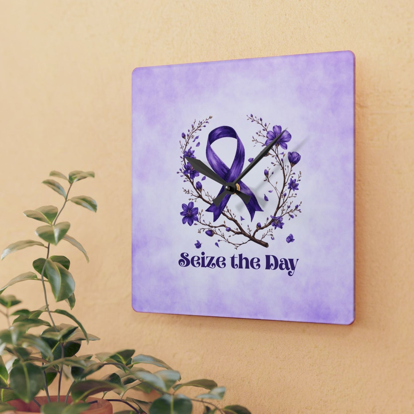 Purple Seize the Day Wall Clock