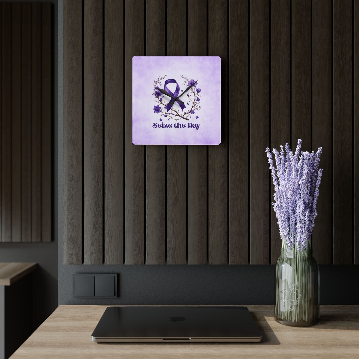 Purple Seize the Day Wall Clock