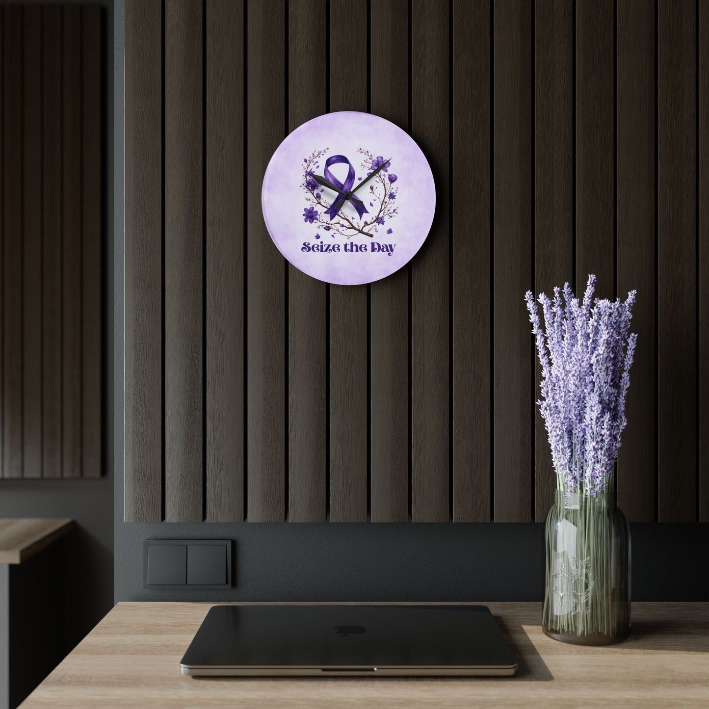 Purple Seize the Day Wall Clock