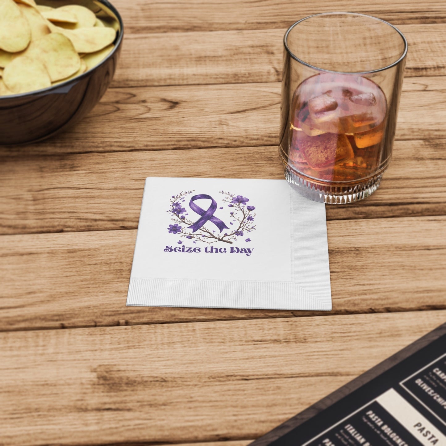 Purple Floral Seize the Day Napkins