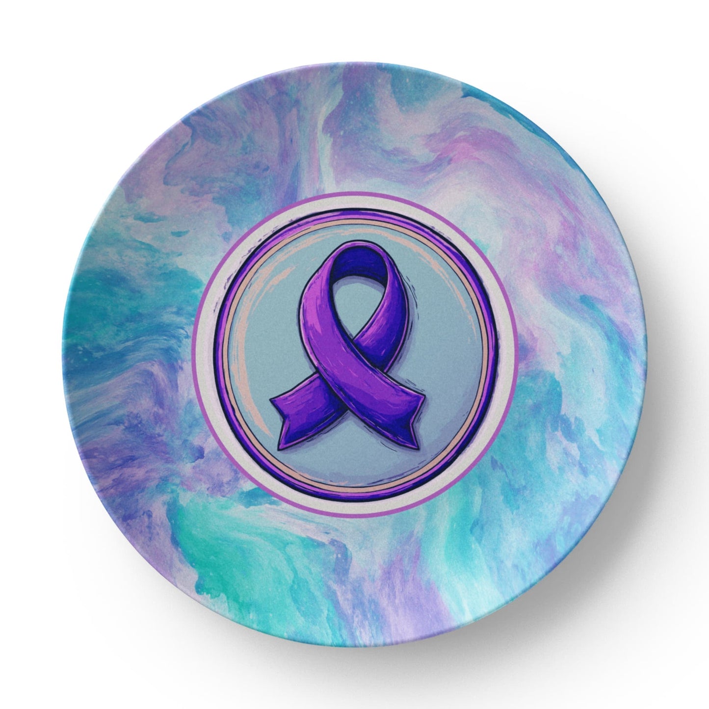 Purple Watercolor Ribbon Collectible Plate for Epilepsy Awareness
