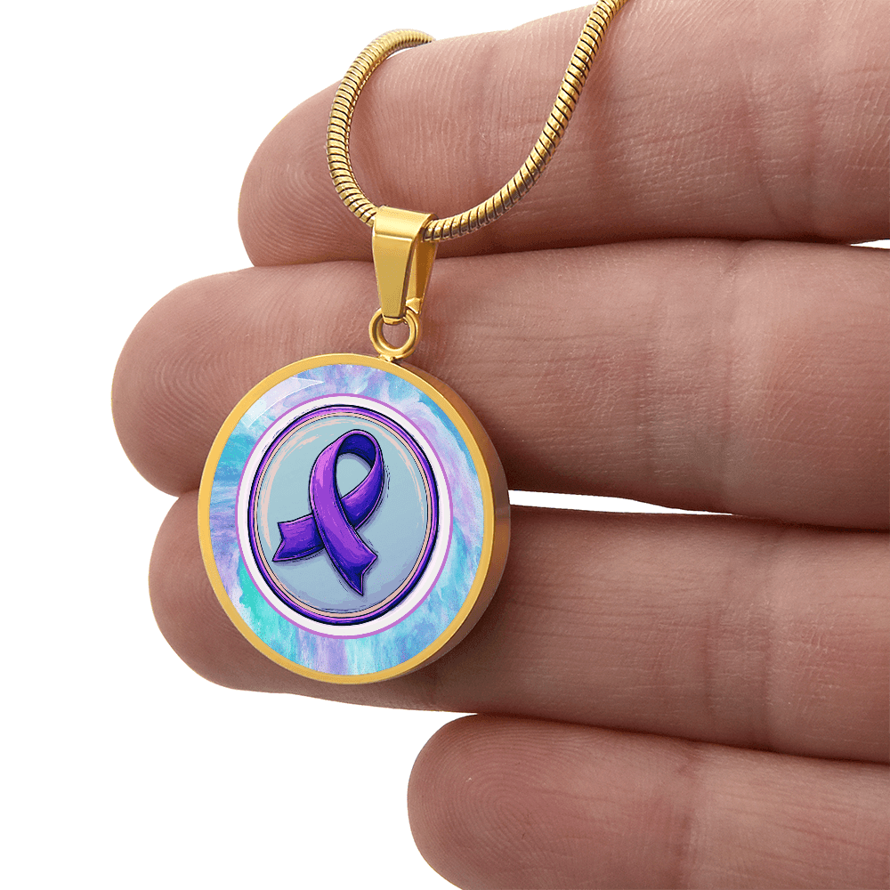 Purple Watercolor Ribbon Pendant Necklace for Epilepsy Awareness