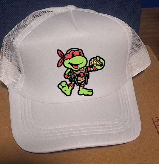 Adjustable Trucker Baseball Hat Red Ninja Turtle Pizza Raph TMNT