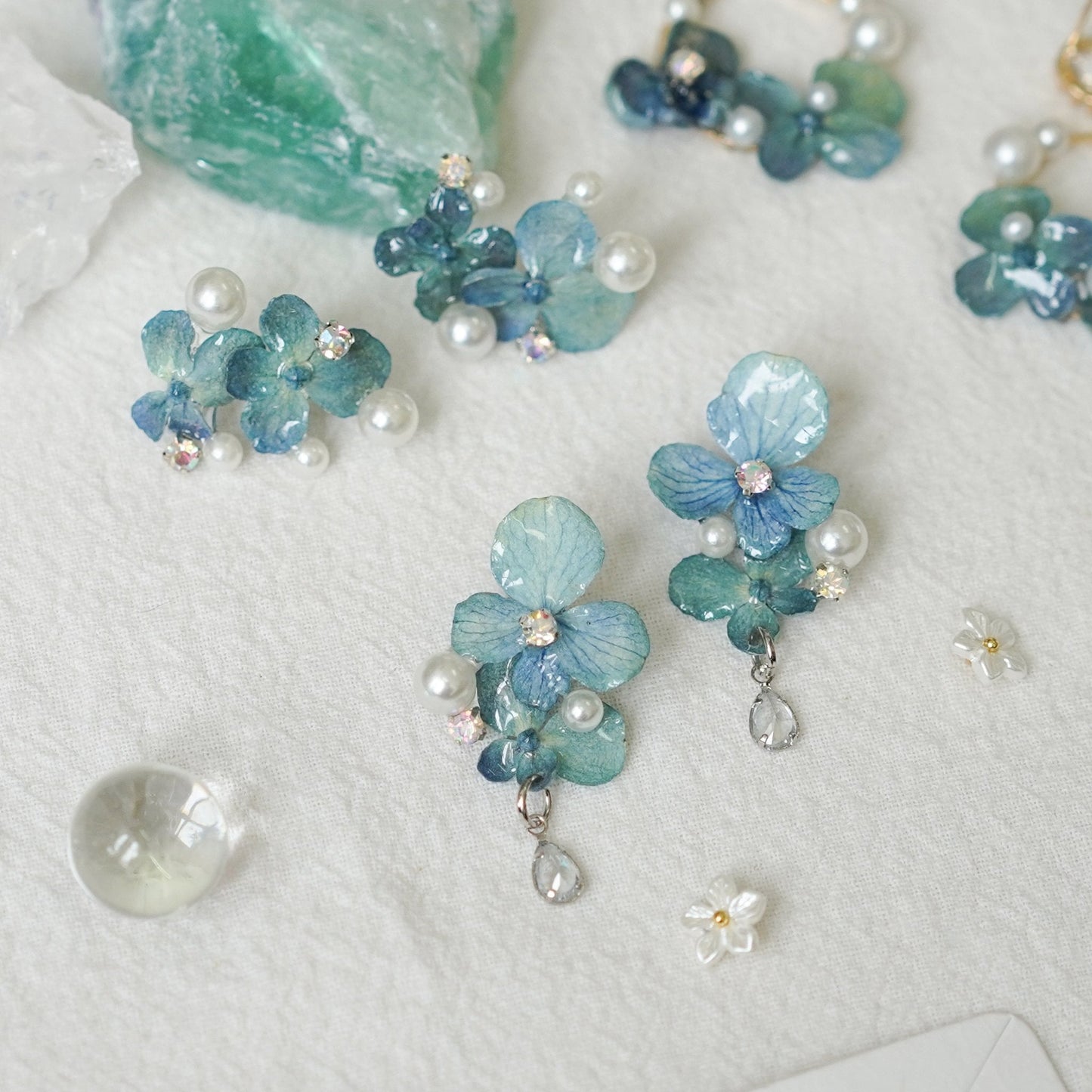 "Raindrop Waltz" Hydrangea Earrings