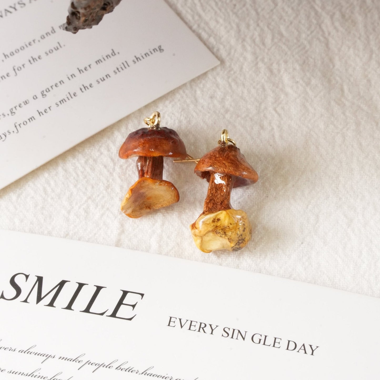 Real Golden Chanterelle Mushroom Earrings