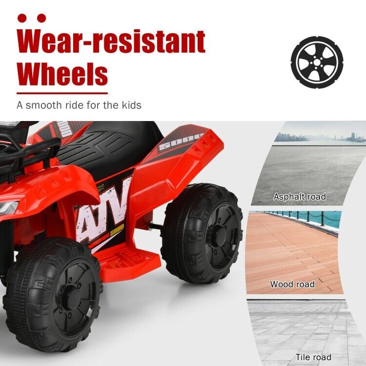 Red 12V Kids Electric ATV Quad Ride On Car with MP3 Player and LED Lights