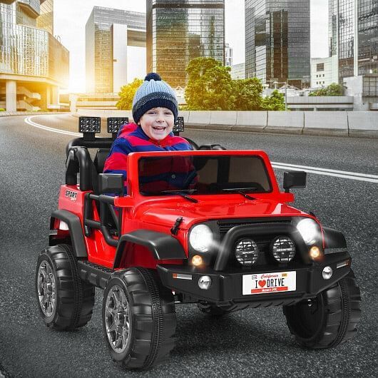 Red 2-Seater Ride on Car Truck with Remote Control and Storage Room - 12V