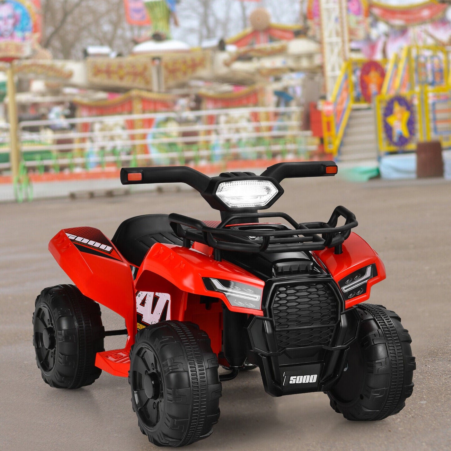 Red 6V Kids ATV Quad Electric Ride On Car with MP3 Player and LED Lights for Toddlers