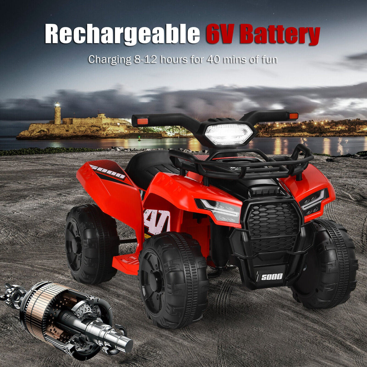 Red Electric Ride On Car for Kids with LED Lights and MP3 Player - Perfect for Toddlers!