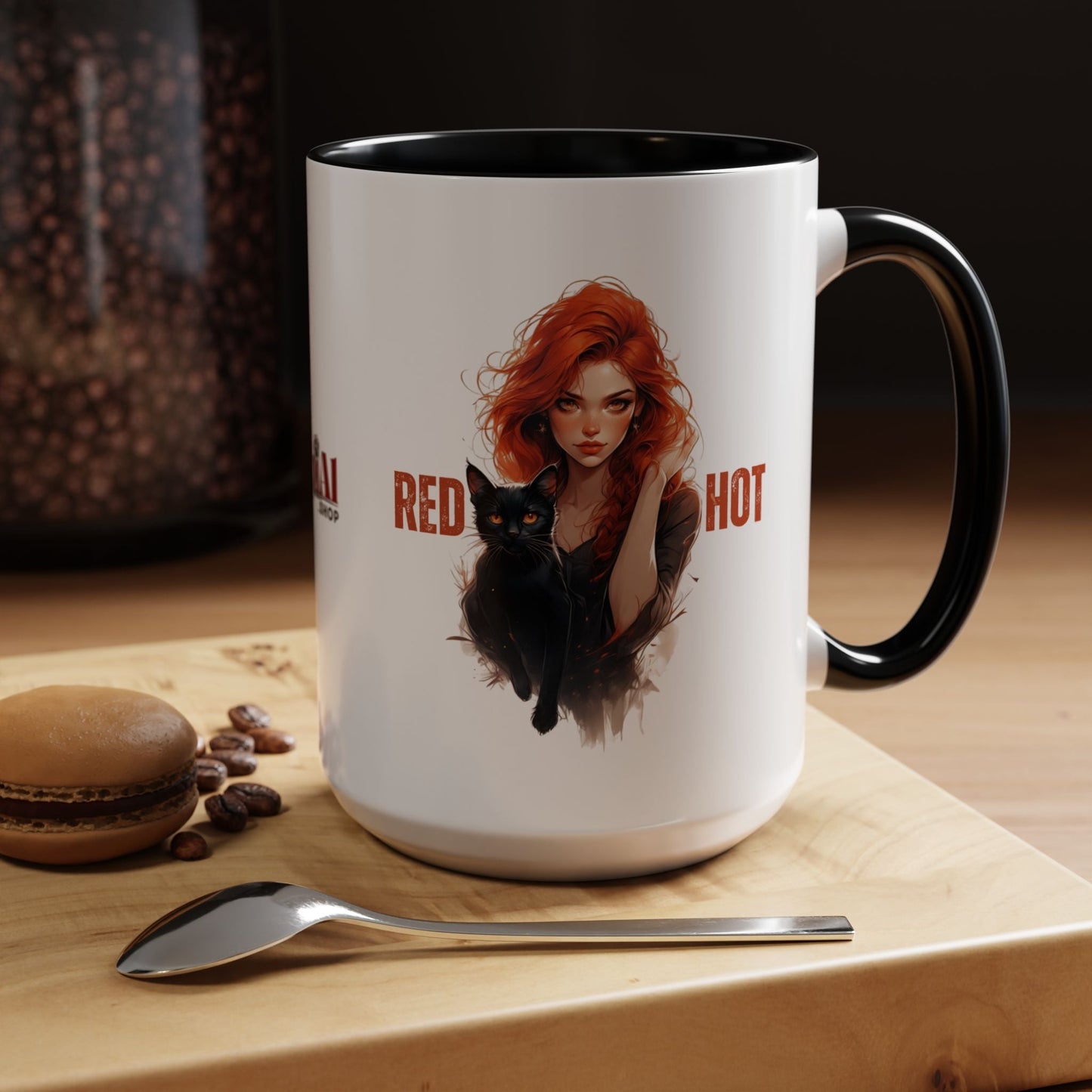 Artistic Cat Red Hot Coffee Mug with Unique Design