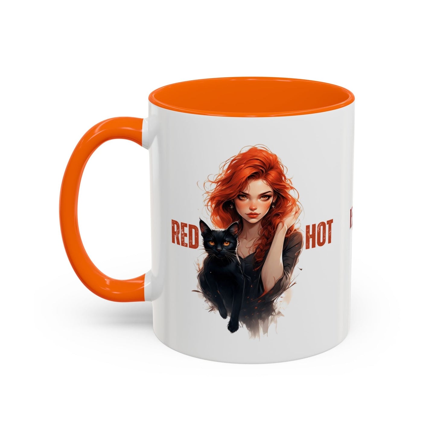 Artistic Cat Red Hot Coffee Mug with Unique Design