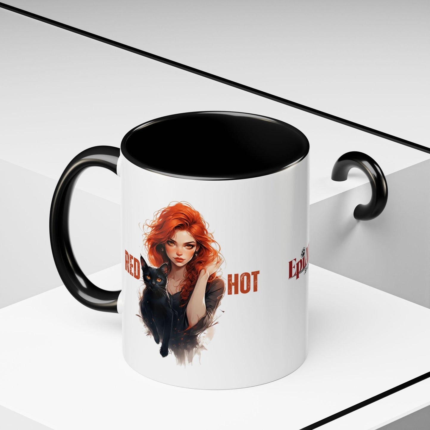 Artistic Cat Red Hot Coffee Mug with Unique Design