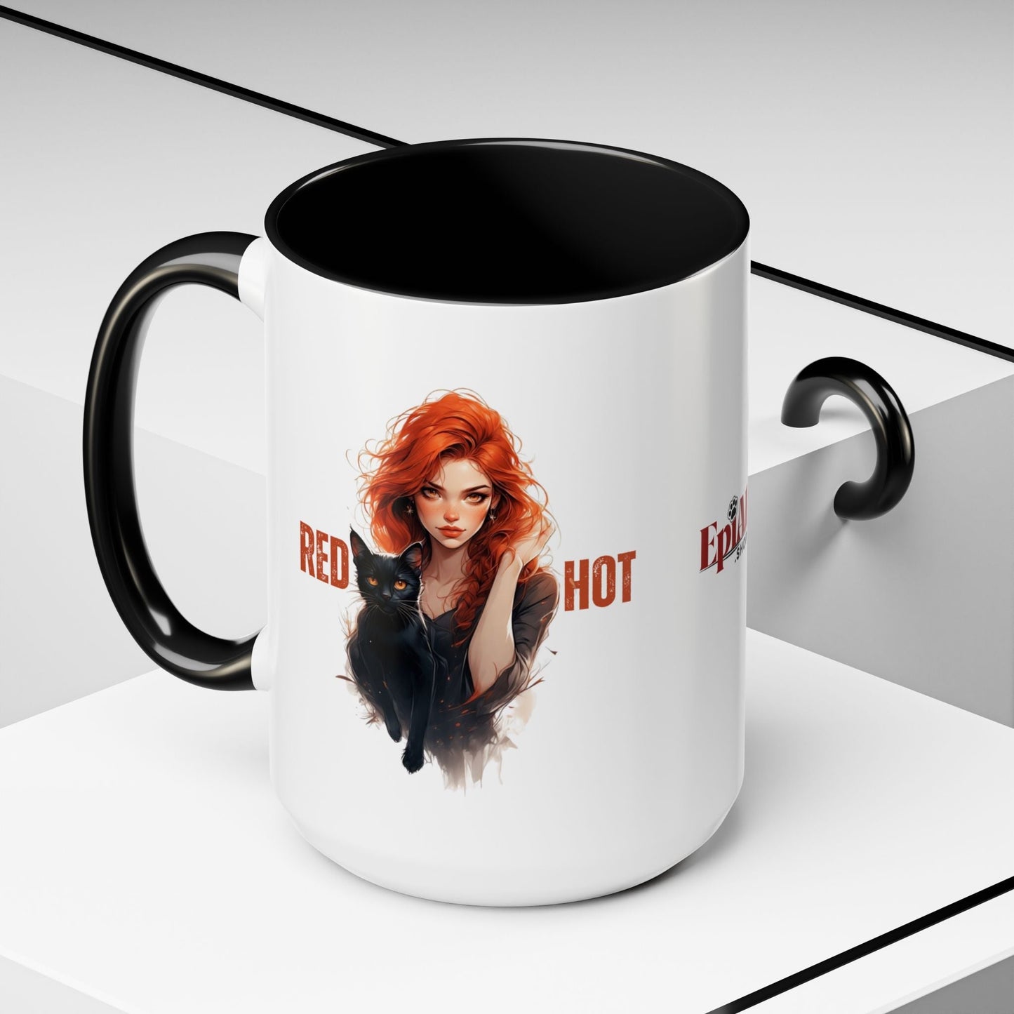 Artistic Cat Red Hot Coffee Mug with Unique Design