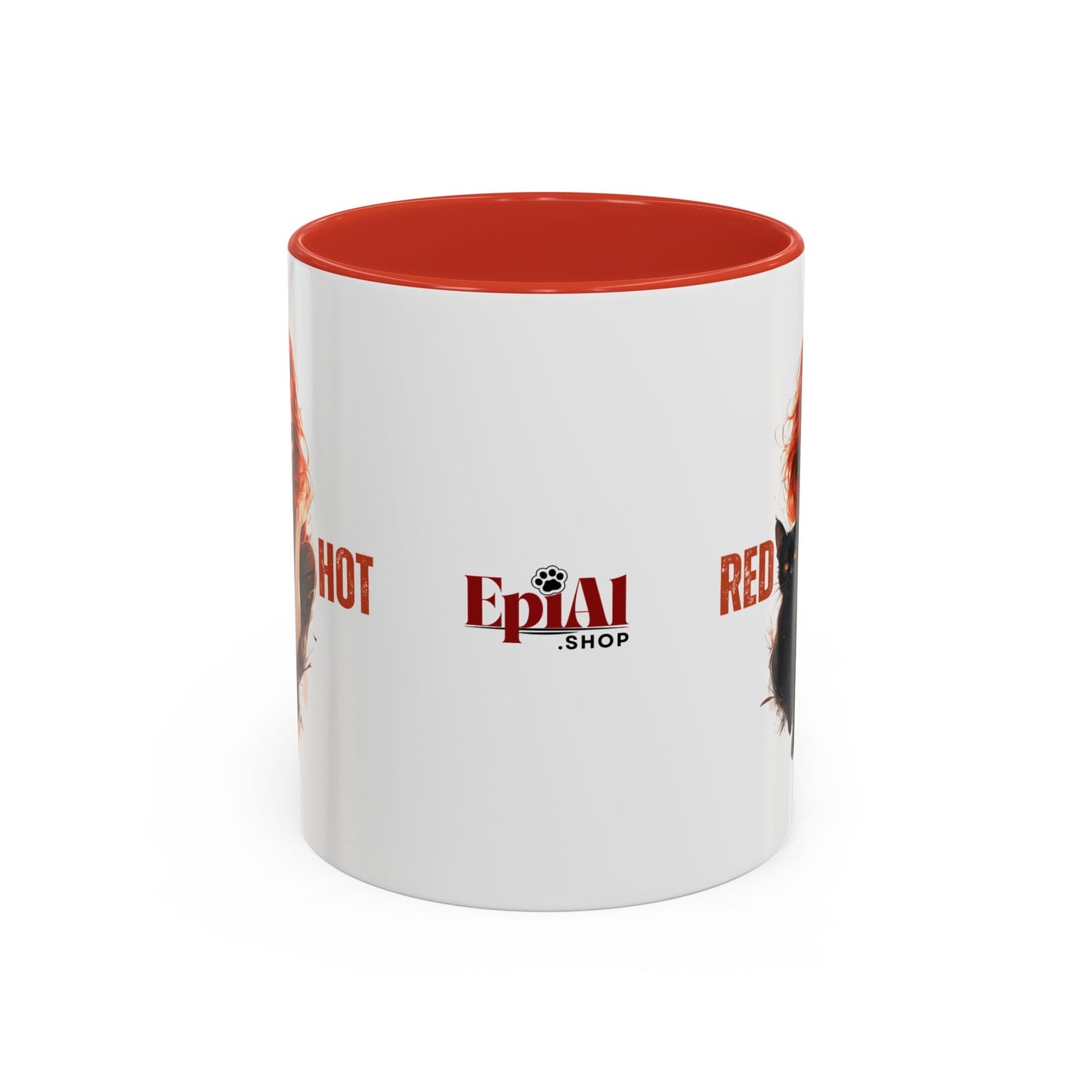 Artistic Cat Red Hot Coffee Mug with Unique Design