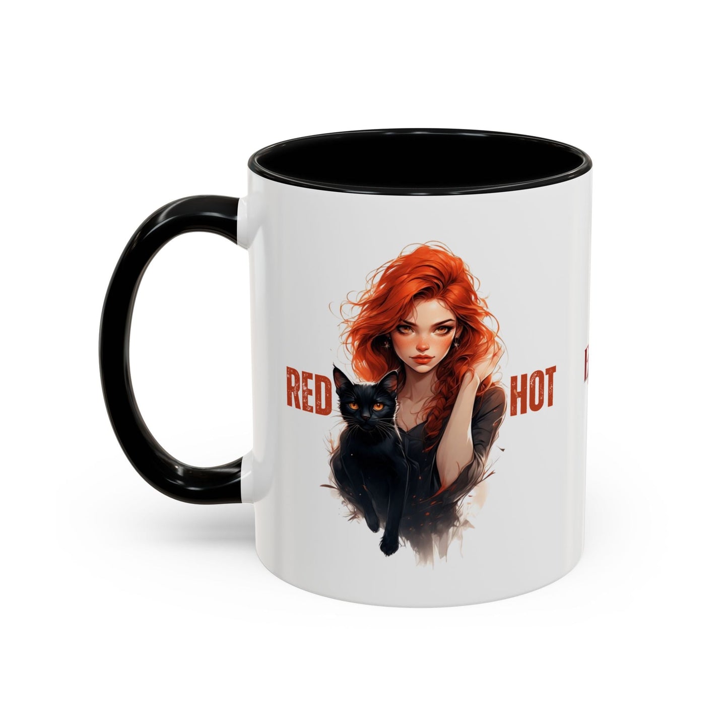 Artistic Cat Red Hot Coffee Mug with Unique Design