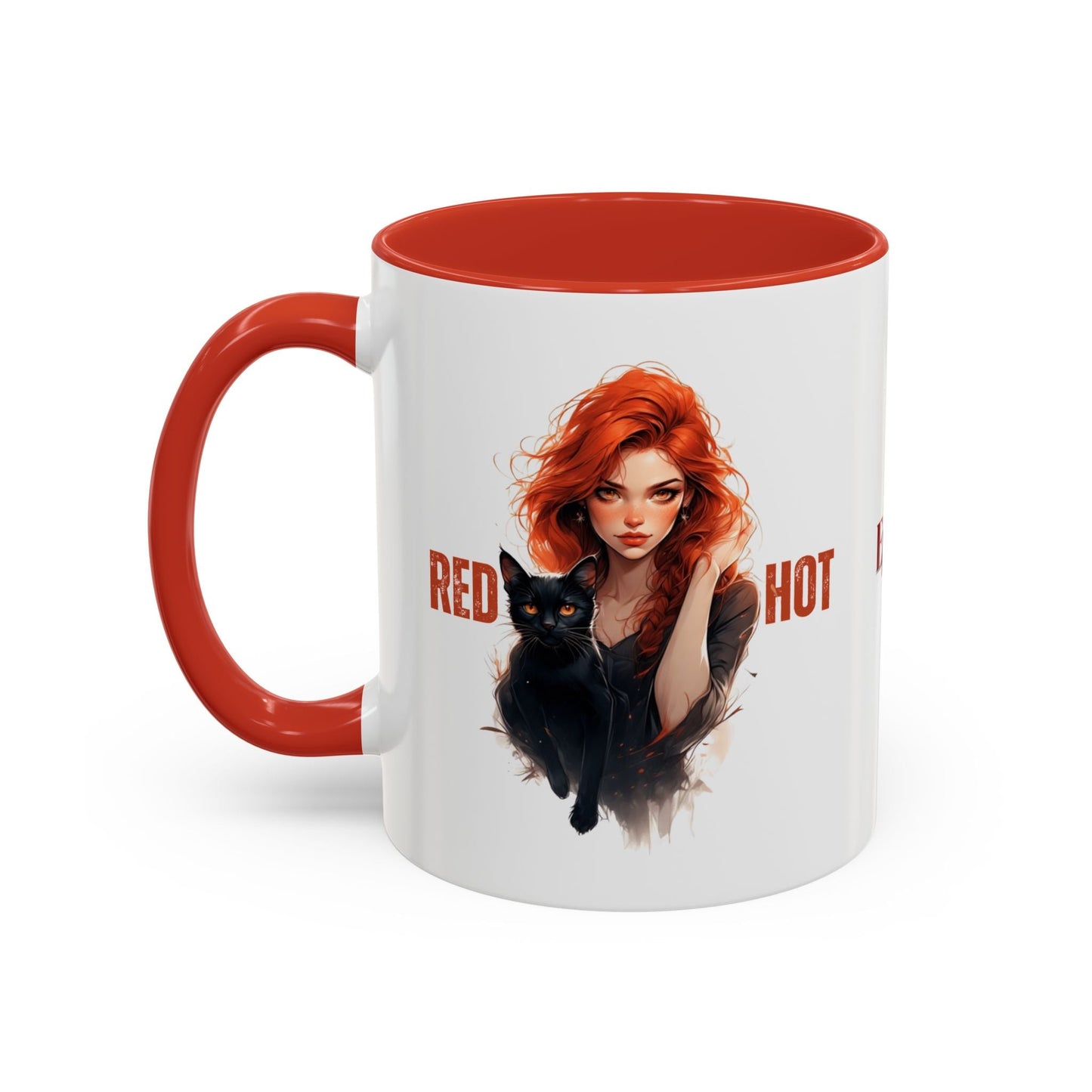 Artistic Cat Red Hot Coffee Mug with Unique Design