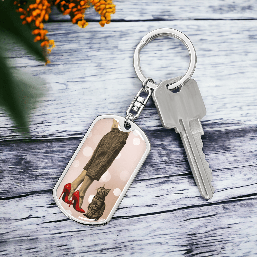 Red Shoe Cat Lady Keychain