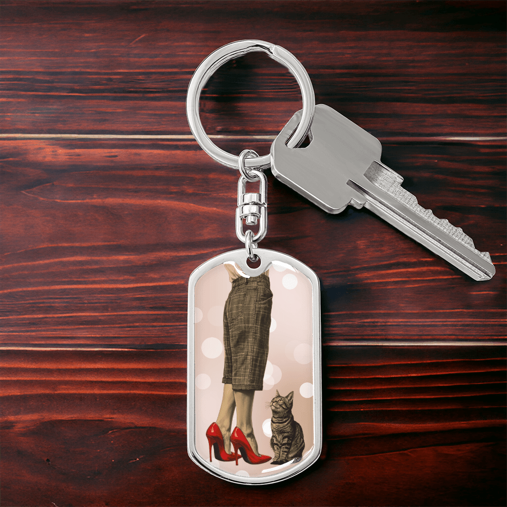 Red Shoe Cat Lady Keychain
