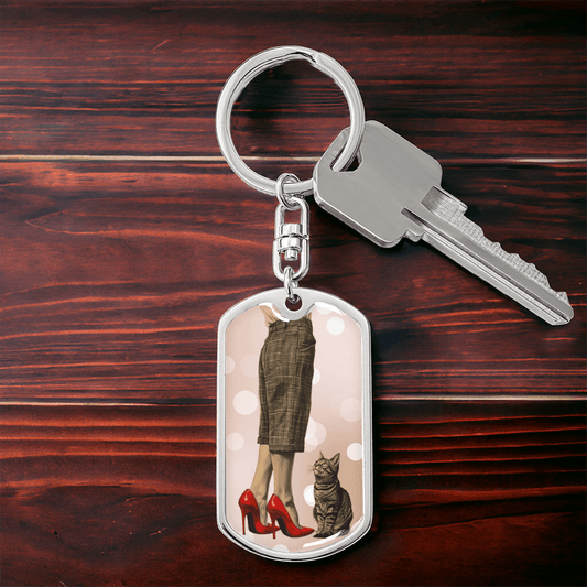 Red Shoe Cat Lady Keychain
