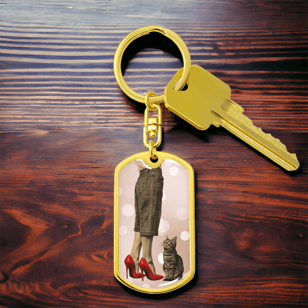 Red Shoe Cat Lady Keychain