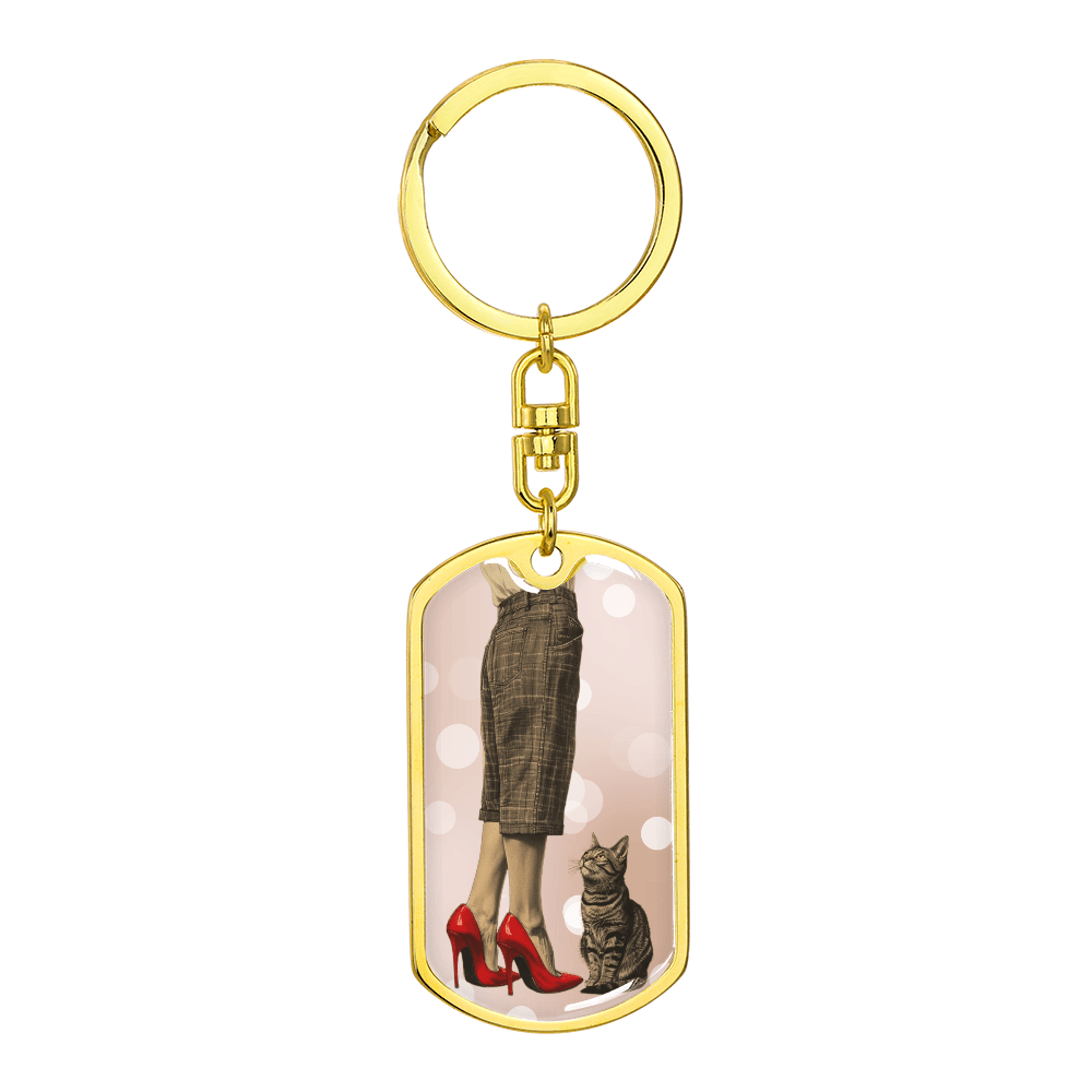 Red Shoe Cat Lady Keychain