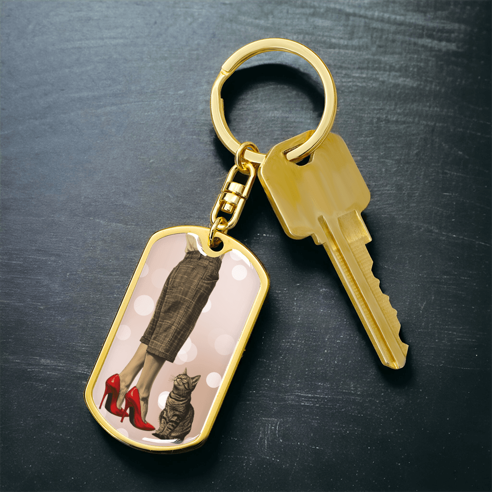 Red Shoe Cat Lady Keychain