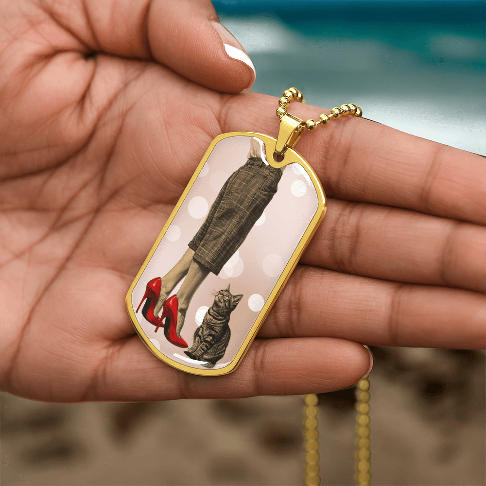 Red Shoe Cat Lady Necklace