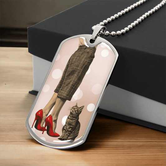 Red Shoe Cat Lady Necklace
