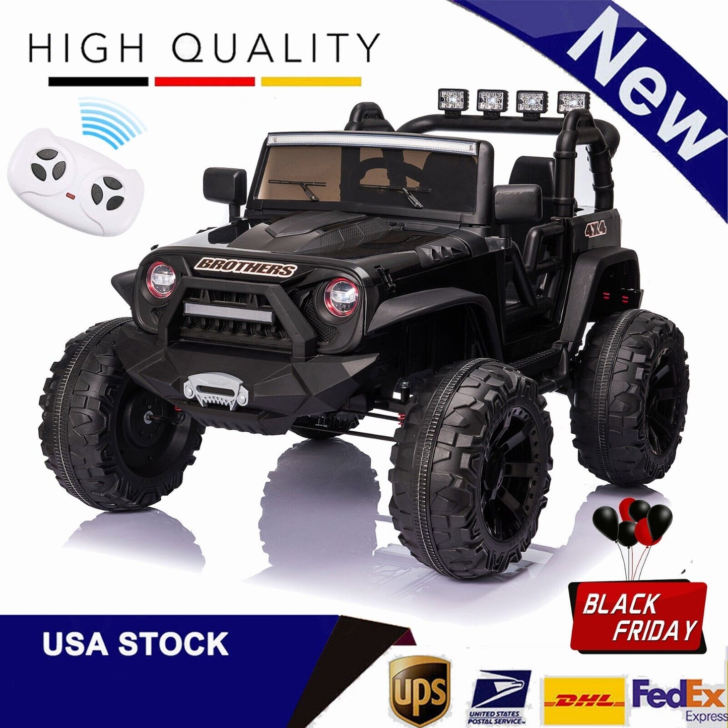 400W Electric Kids Ride On Jeep Truck with Remote Control, MP3 Player, and LED Lights