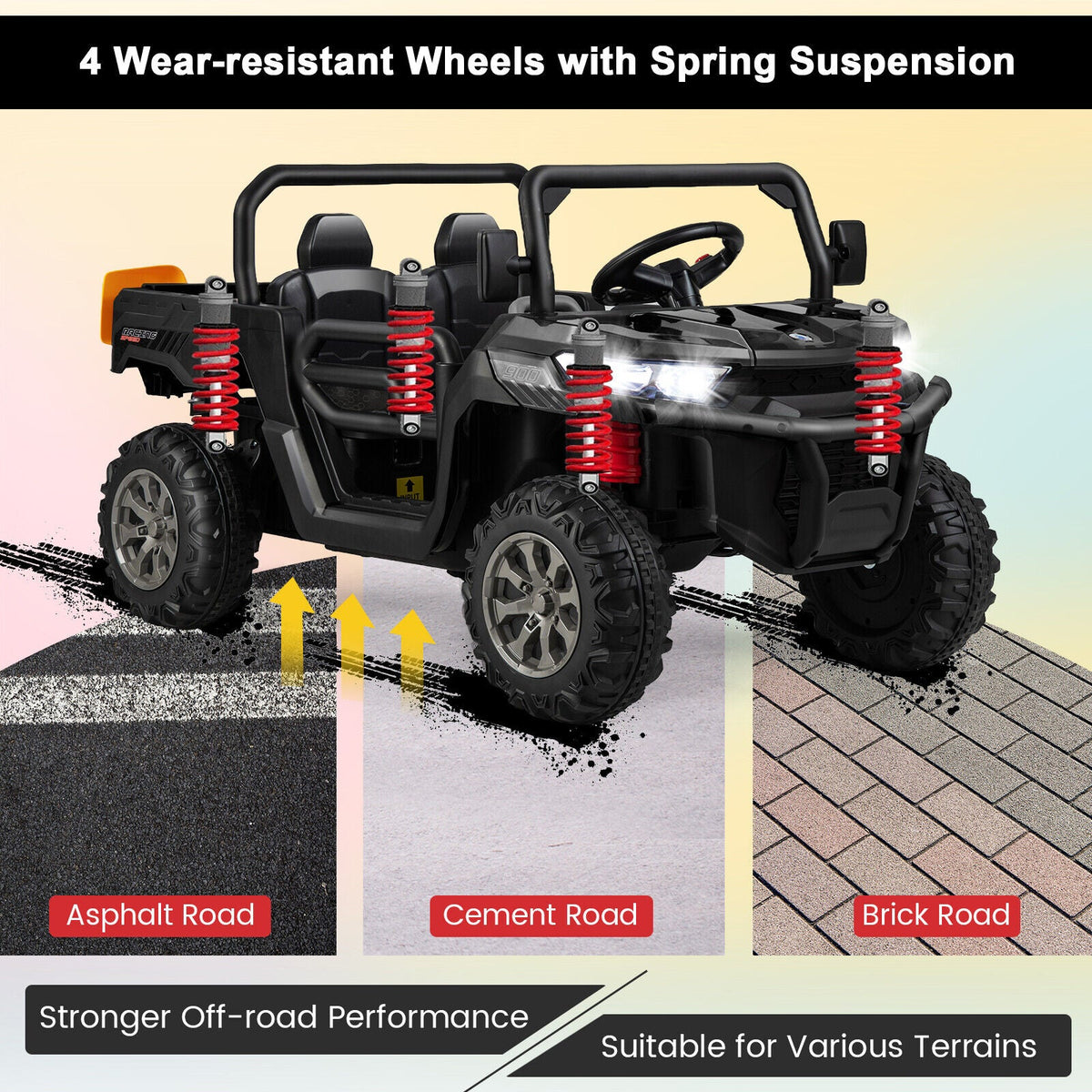 Remote Control Dump Truck with LED Headlights and Rear View Mirrors - 12V Ride-On Toy