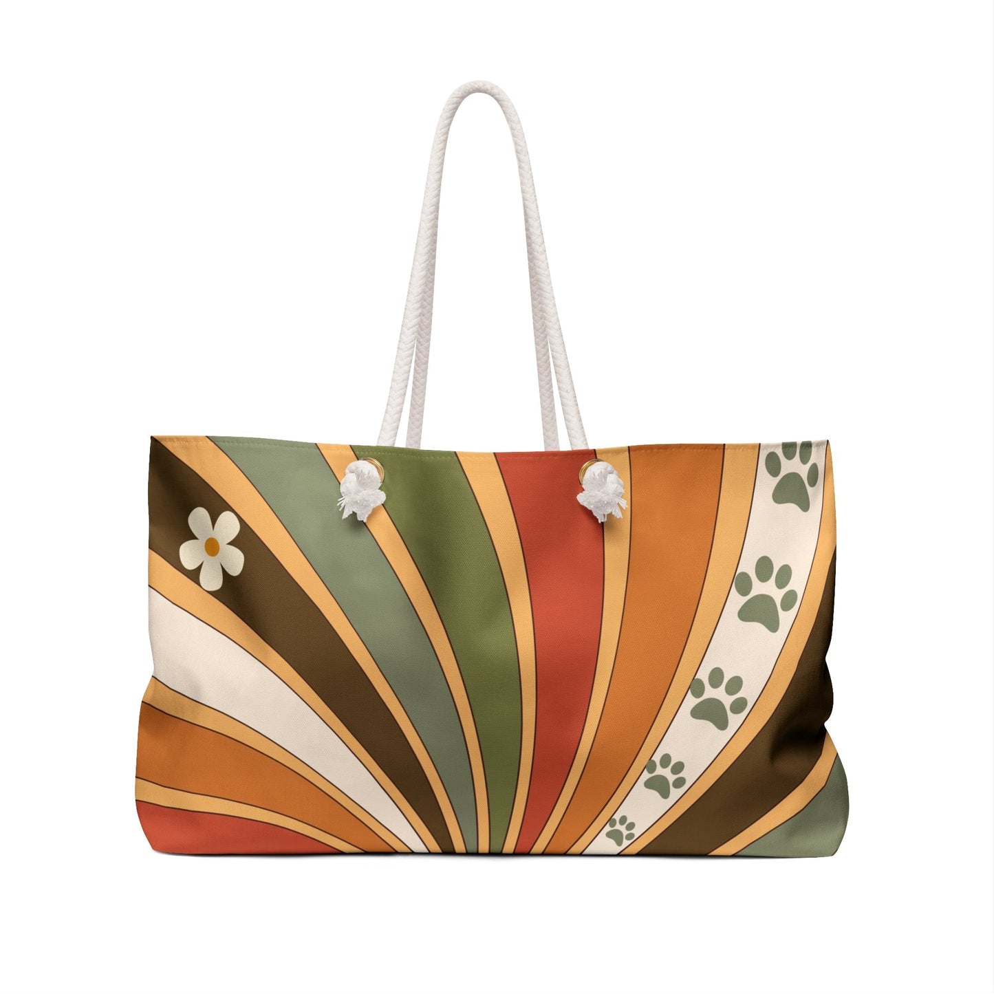 Retro Paw Print Weekender Tote – Vintage Cat & Dog Lover Travel Bag