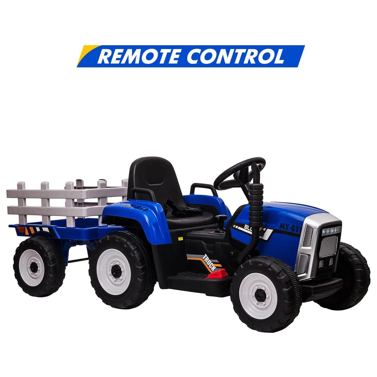 Ride in Style: 12V Tractor Trailer Toy Car with Remote Control and MP3 Player for Kids