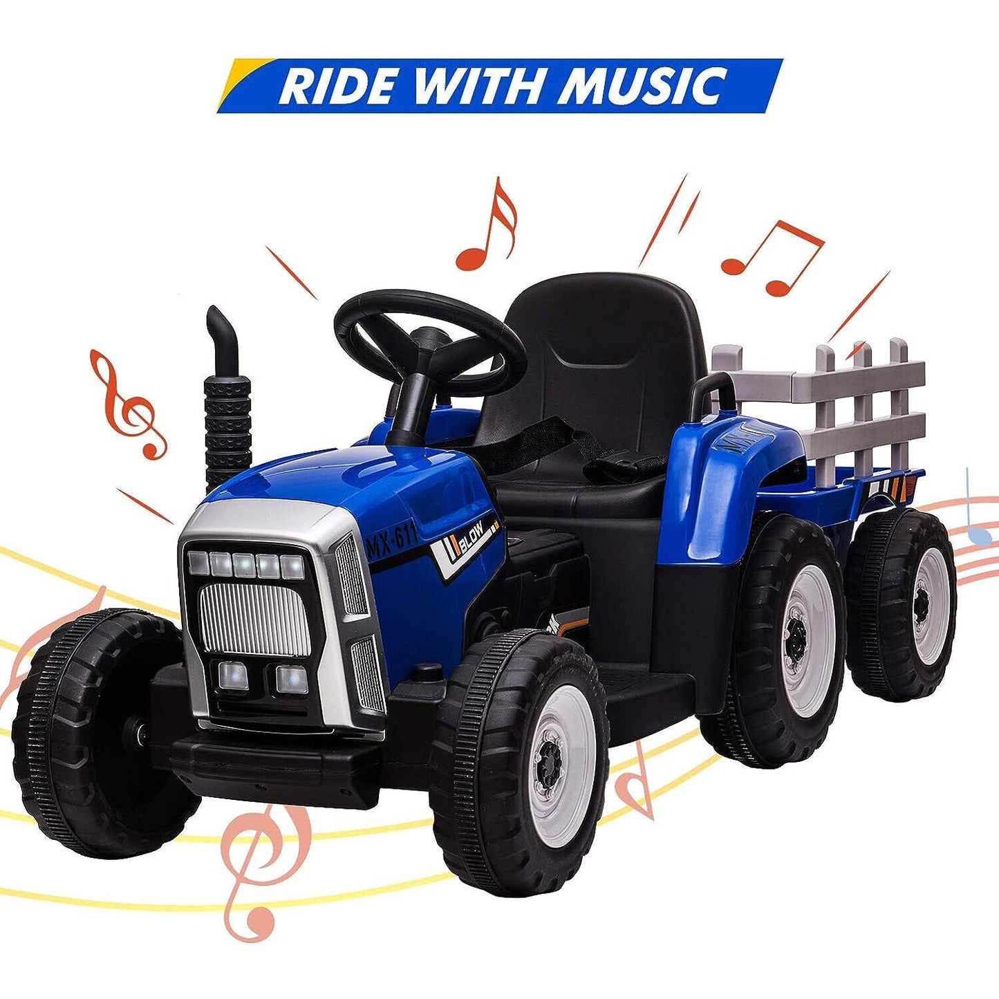 Ride in Style: 12V Tractor Trailer Toy Car with Remote Control and MP3 Player for Kids