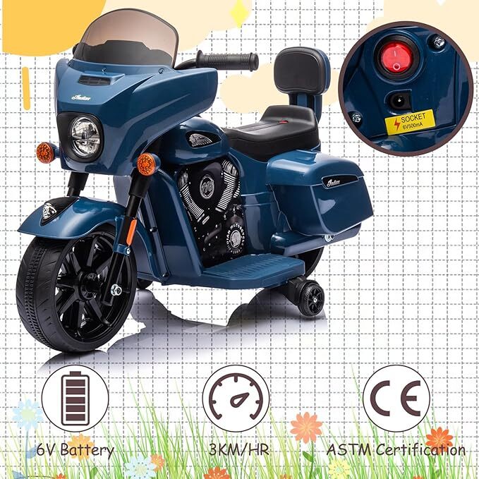 6V Electric Kids Dirt Bike with Music and Headlight Ride-On Motorcycle