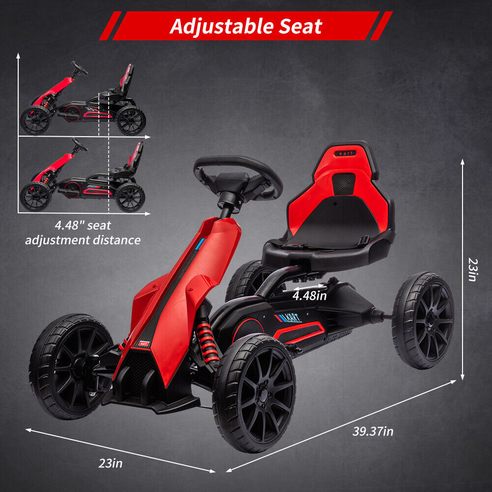 Electric 12V Drift Ride-On Kart with Adjustable Seat, 2 Speeds, and Shock Absorbers